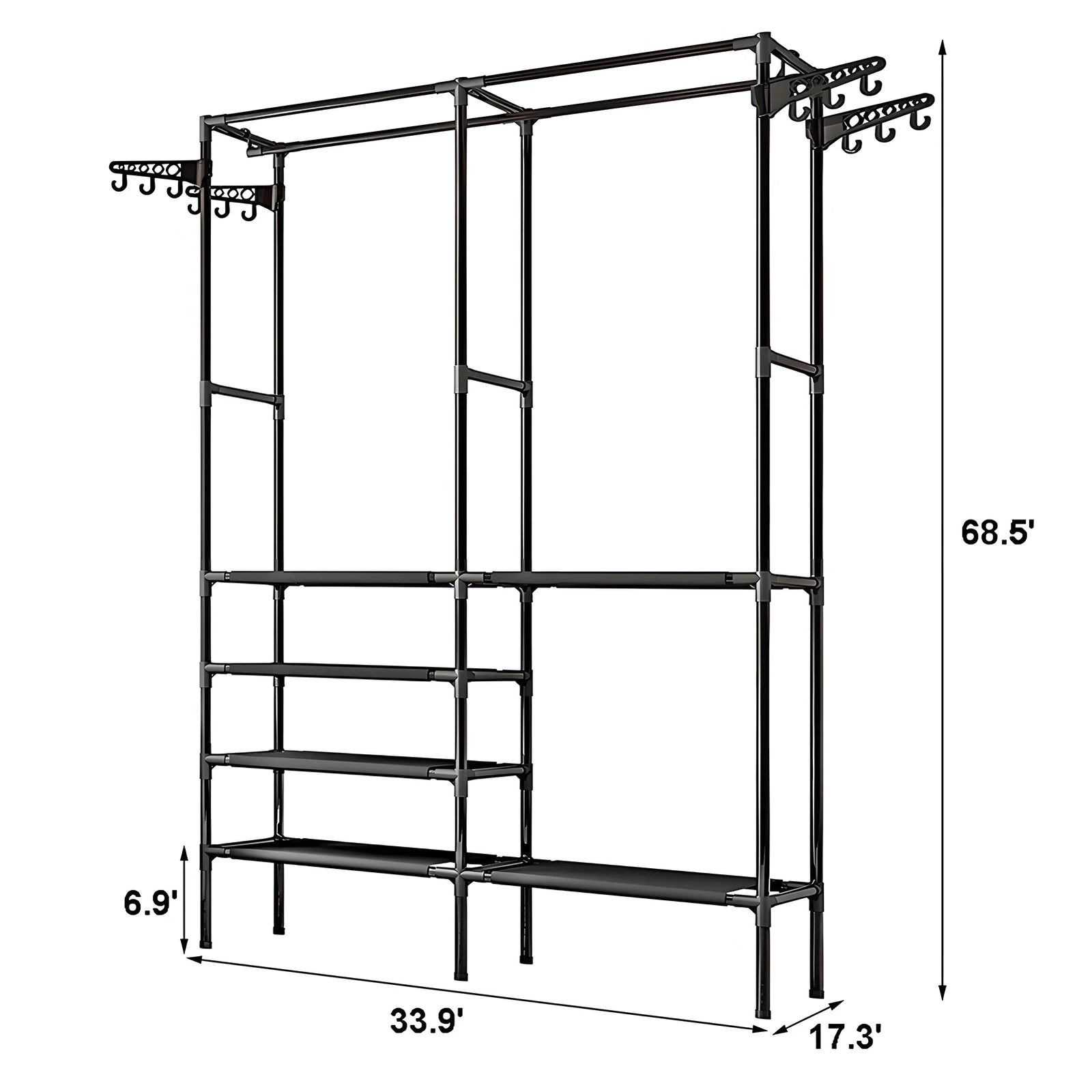 4Tier Household Simple Assembly Clothes Hanger Bedroom Coat Rack Multifunctional Organizer Storage Shelf Home Furniture Wardrobe