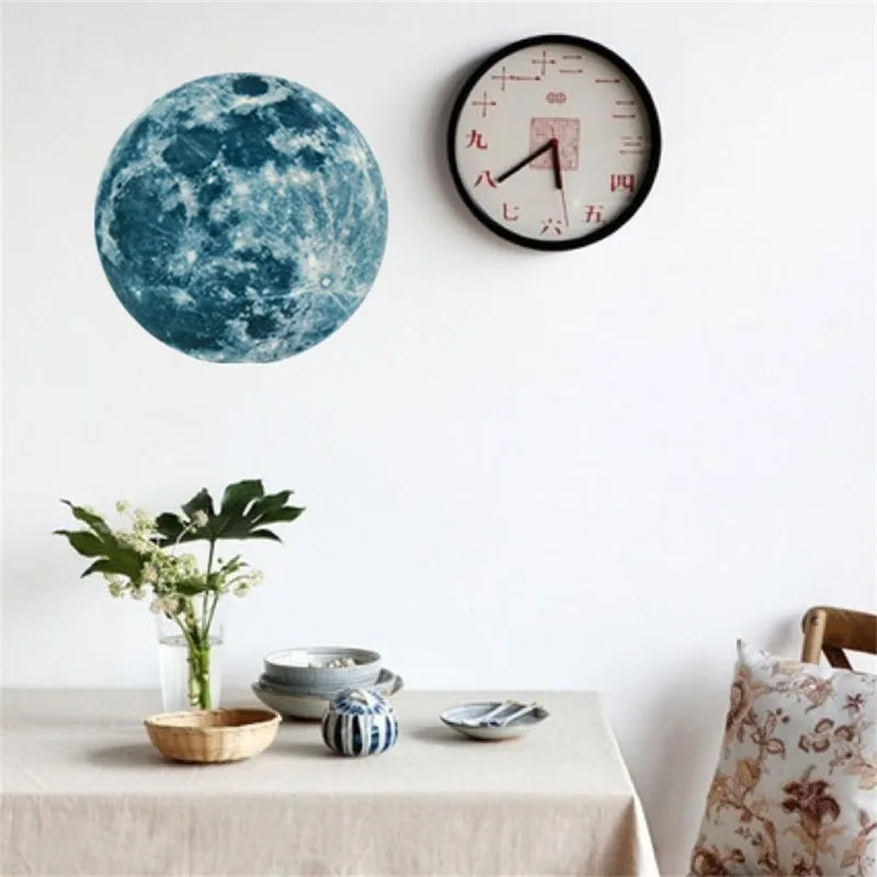 5/12/20/30CM  3D Luminous Moon Wall Sticker Glow in The Dark Fluorescent Sticker PVC Home Kids Room Decals Wall Decor Wallpaper