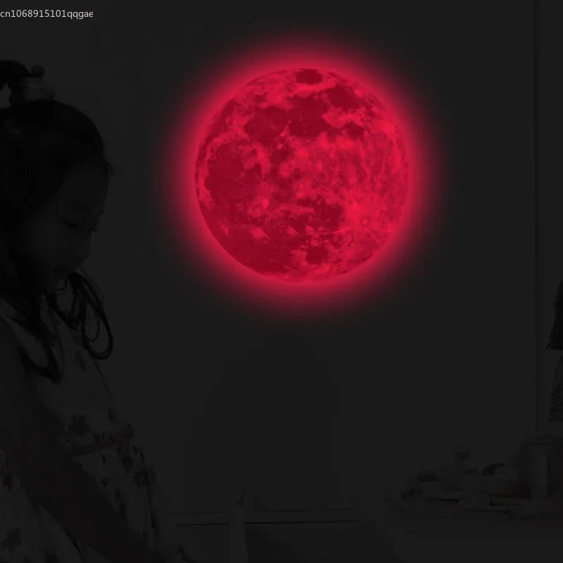 5/12/20/30CM  3D Luminous Moon Wall Sticker Glow in The Dark Fluorescent Sticker PVC Home Kids Room Decals Wall Decor Wallpaper