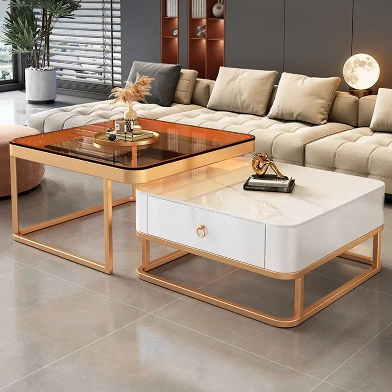 Korea Cheap Clear Coffee Table Living Room Luxury White Glass Nordic Side Table Modern Minimalist Low Mesa Furniture For Home