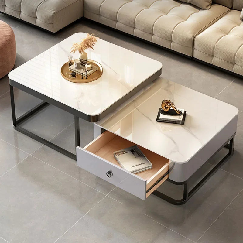 Korea Cheap Clear Coffee Table Living Room Luxury White Glass Nordic Side Table Modern Minimalist Low Mesa Furniture For Home